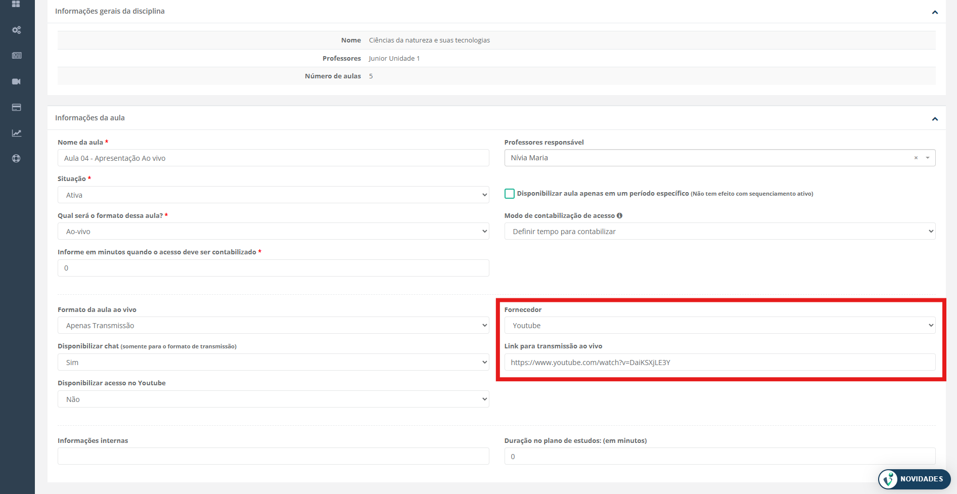 Configuração de transmissão do YouTube